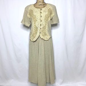 Spencer Alexis Beige Vintage Skirt Set